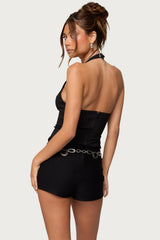 Stassy Abstract Cutout Halter Top