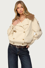 Detachable Faux Fur Trench Coat