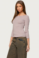 Avigyle Striped Boat Neck Top