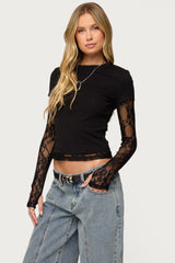 Layered Lace Sleeve Top