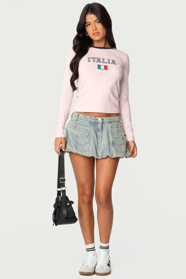 Jodi Denim Bubble Mini Skirt view 1