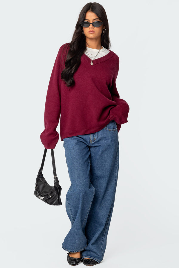 Martha Oversized V Neck Sweater view 2
