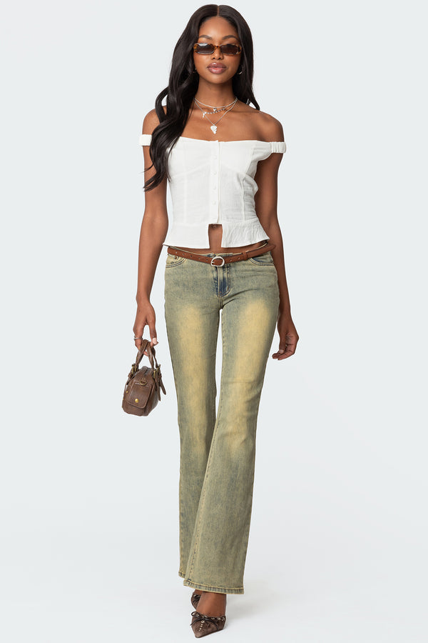 Ali Linen Look Off Shoulder Top view 2