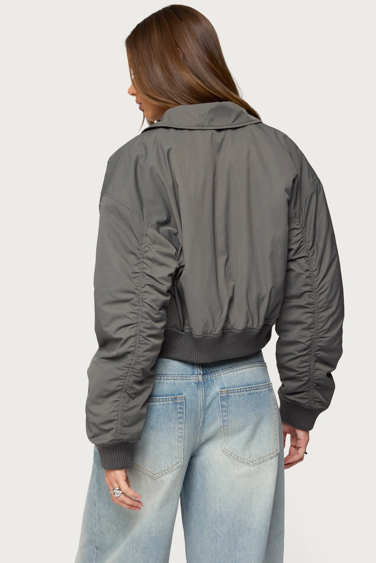 Dolan Ruched Oversized Bomber Jacket