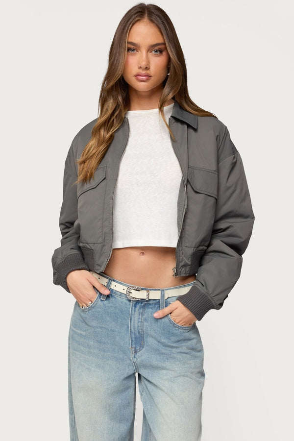 Dolan Ruched Oversized Bomber Jacket view 1
