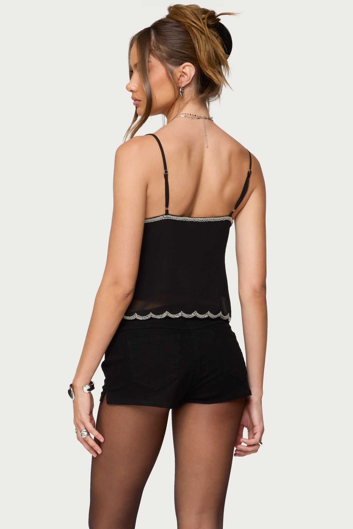 Opal Bead & Sequin Chiffon Tank Top