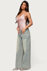 Elenie Fringed Cowl Neck Top