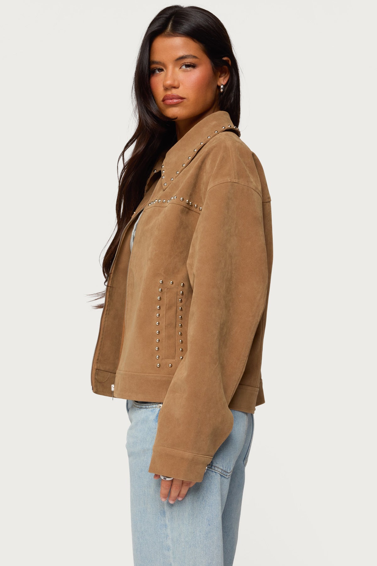 Memphis Studded Faux Suede Jacket