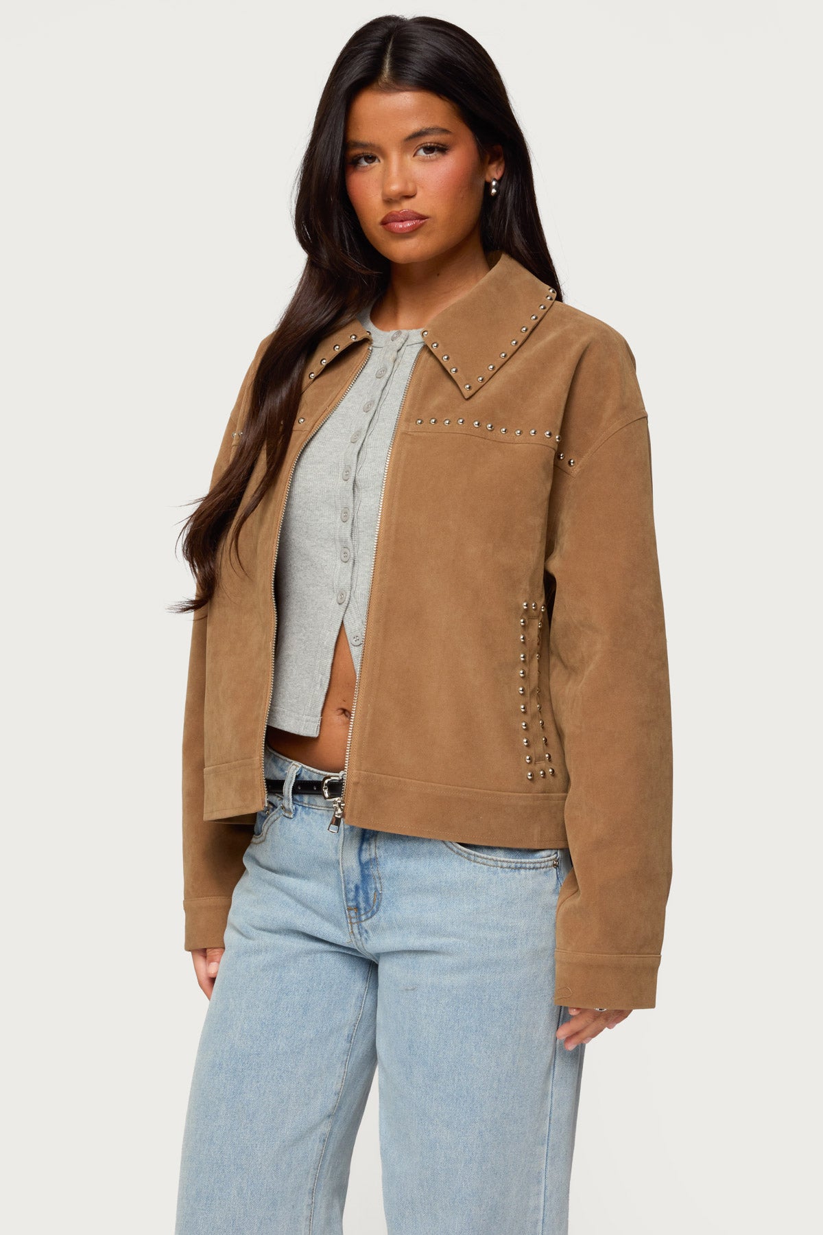 Memphis Studded Faux Suede Jacket