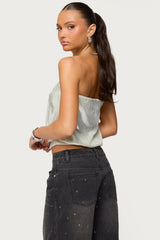 Leira Silky Sparkly Strapless Top