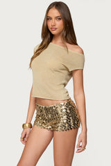 Holly Glitter Off Shoulder Top