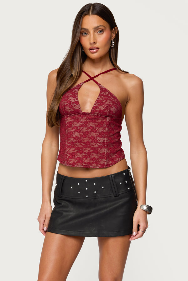 Tyra Crisscross Lace Boned Top view 1