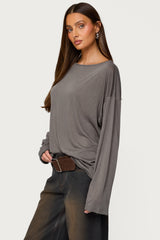 Oversized Semi Sheer Long Sleeve T Shirt