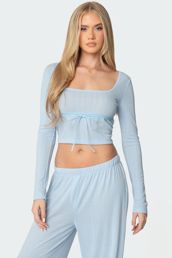 Ren Square Neck Pointelle Top view 1