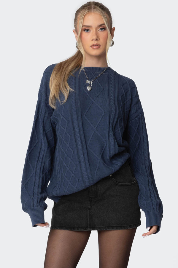 Jessy Cable Knit Oversized Sweater view 1