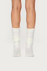 Stripey Fuzzy Scrunch Socks
