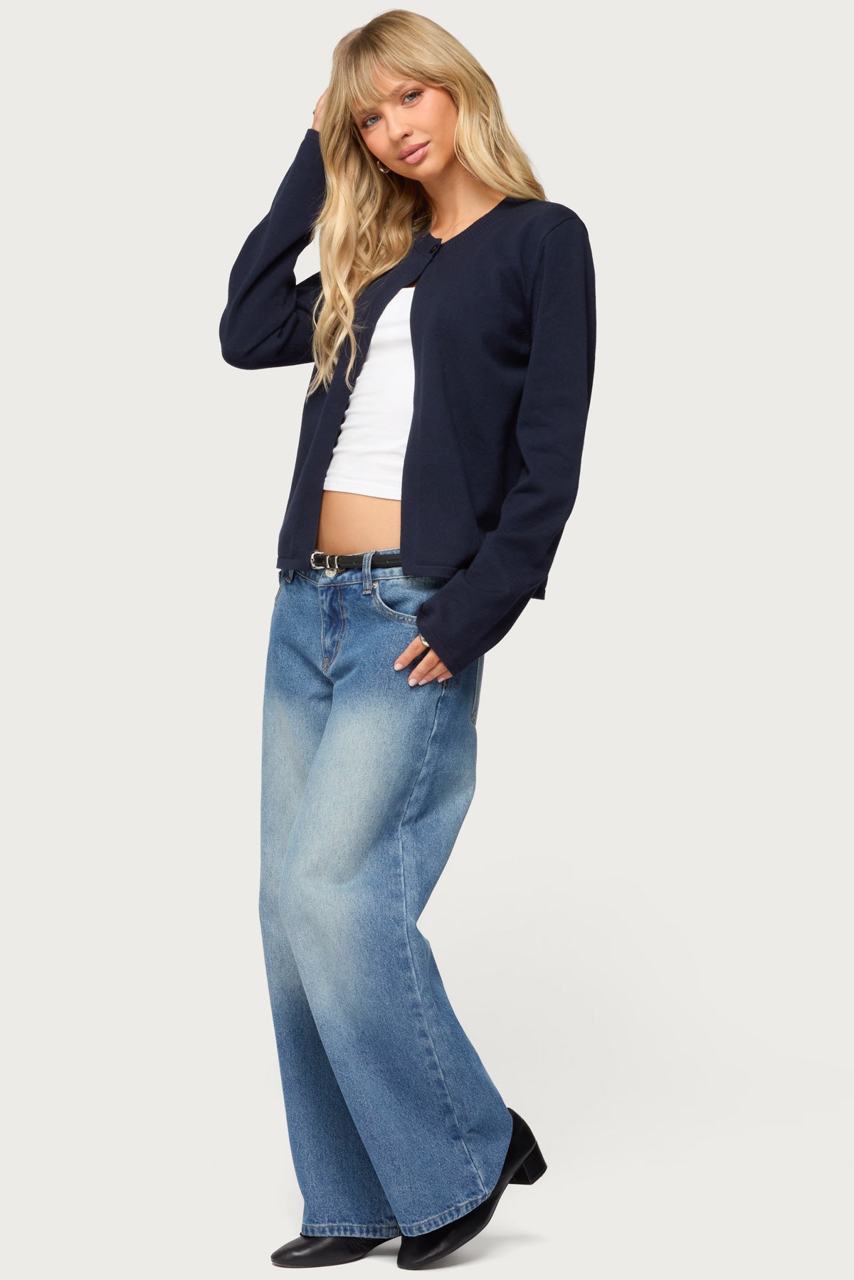 Petite Magda Acid Wash Low Rise Baggy Jeans