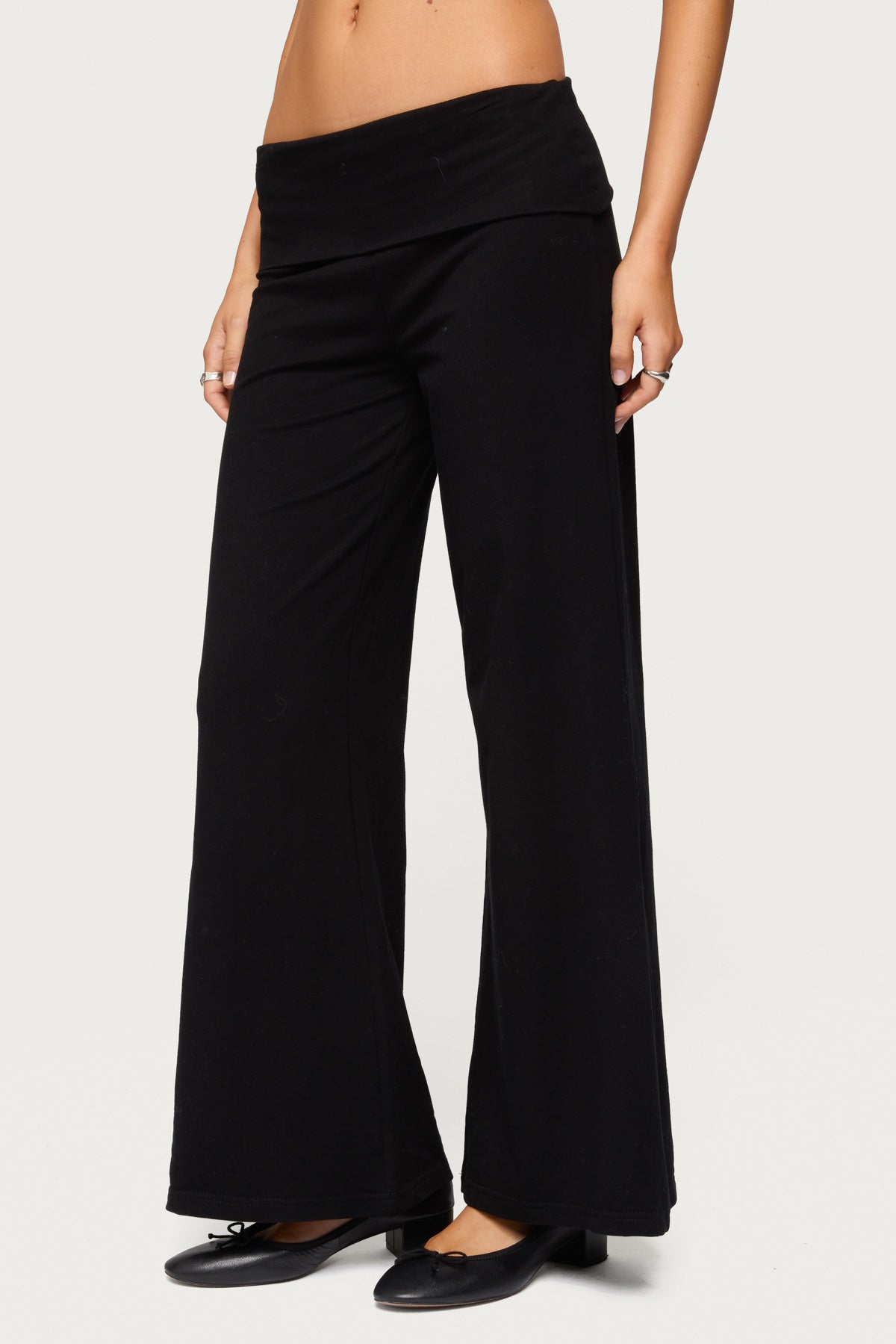 Petite Wide Leg Foldover Pants