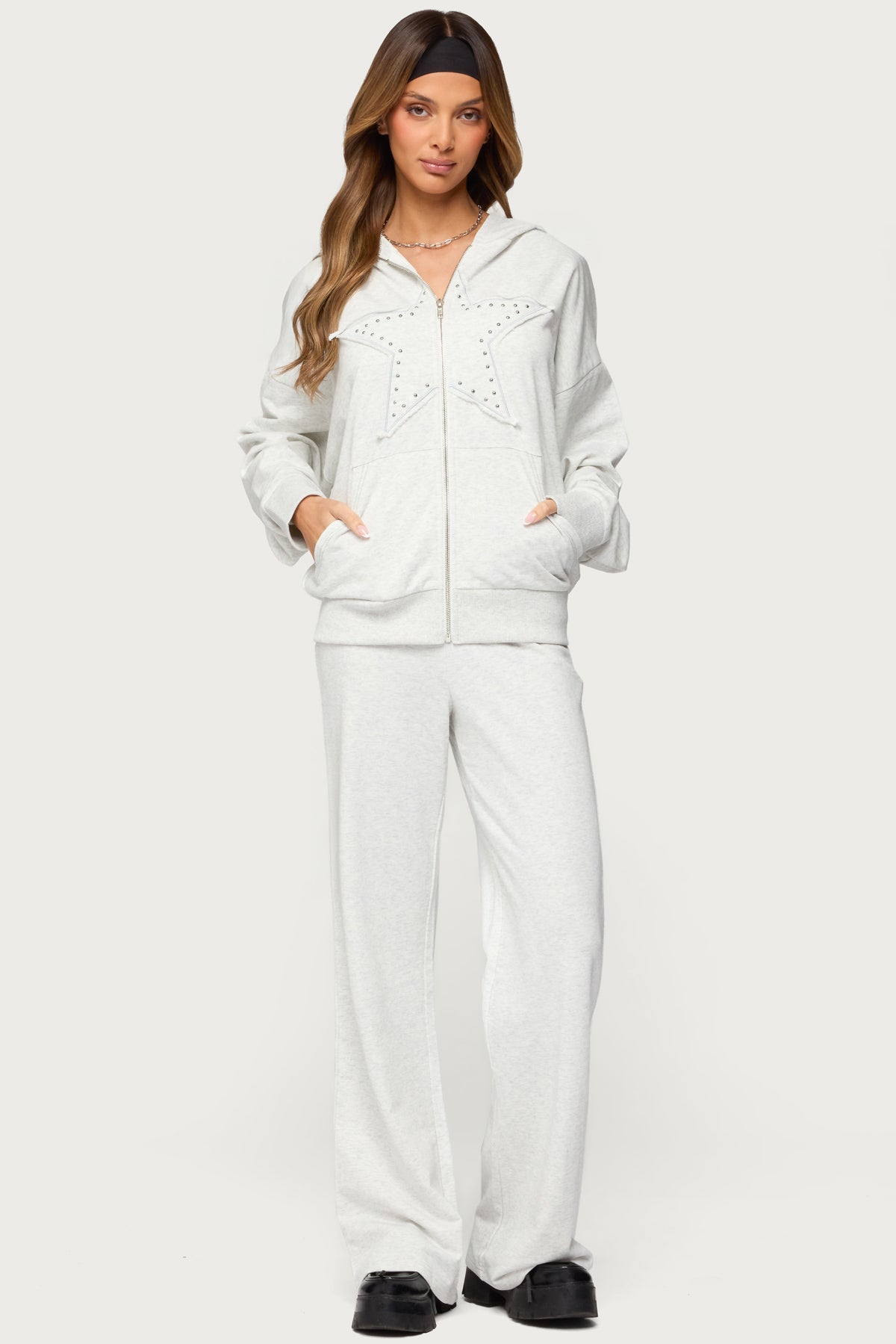 Briela Star Studded Zip Up Hoodie