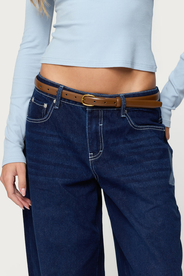 Oval Buckle Faux Leather Belt view 1