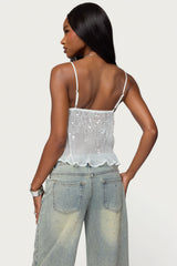 Sequin Sheer Mesh Babydoll Top
