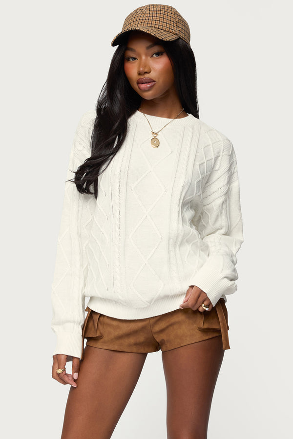 Jessy Cable Knit Oversized Sweater view 1