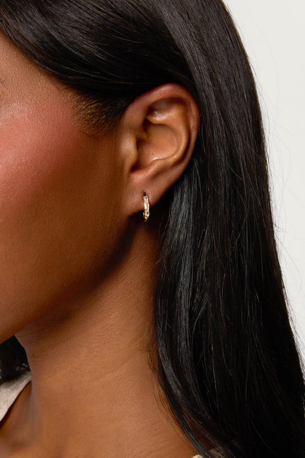 Rhinestone Huggy Hoop Earrings view 1