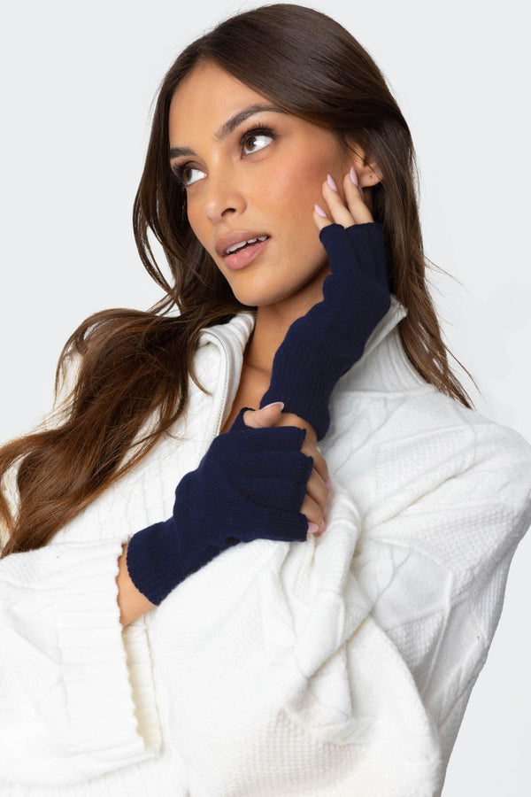 Knitted Fingerless Gloves view 1