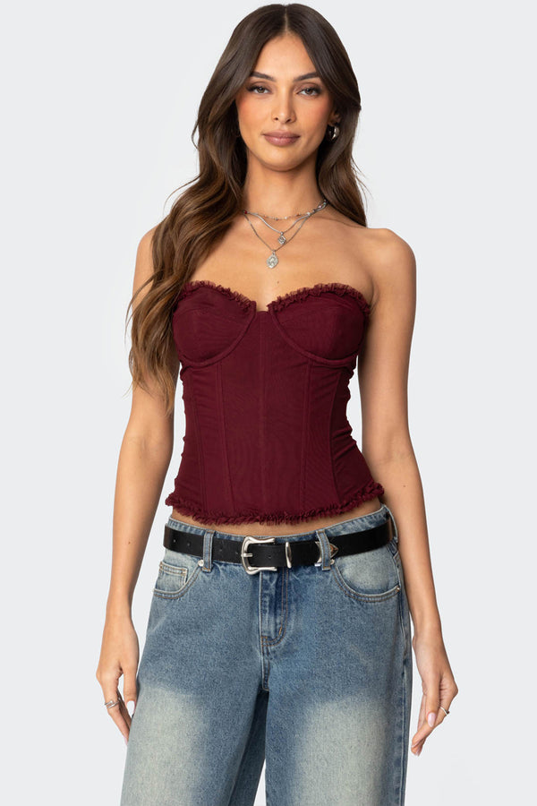 Deirdre Mesh Lace Up Corset view 1