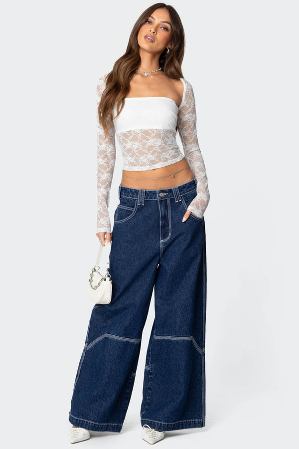 Addison Sheer Lace Two Piece Top view 2