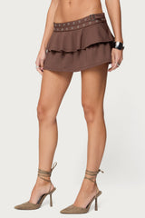 Hailie Grommet Ruffled Mini Skort