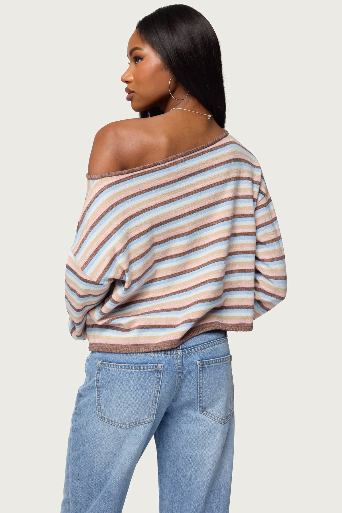Alexis Off Shoulder Striped Knit Top
