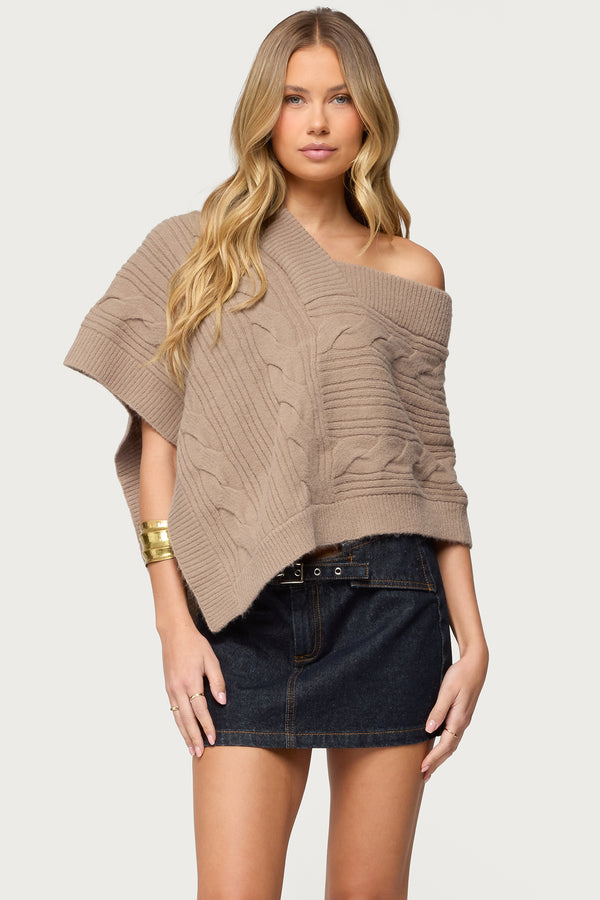 Vickey Cable Knit Poncho view 1