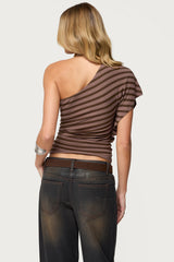 Asymmetric Striped One Shoulder Top