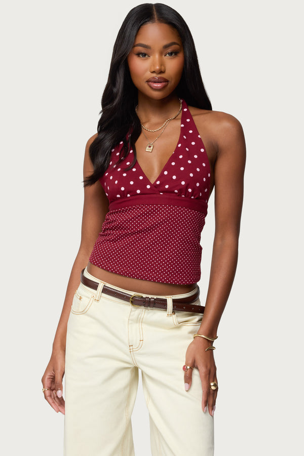 Ginny Mixed Polka Dot Halter Top view 2