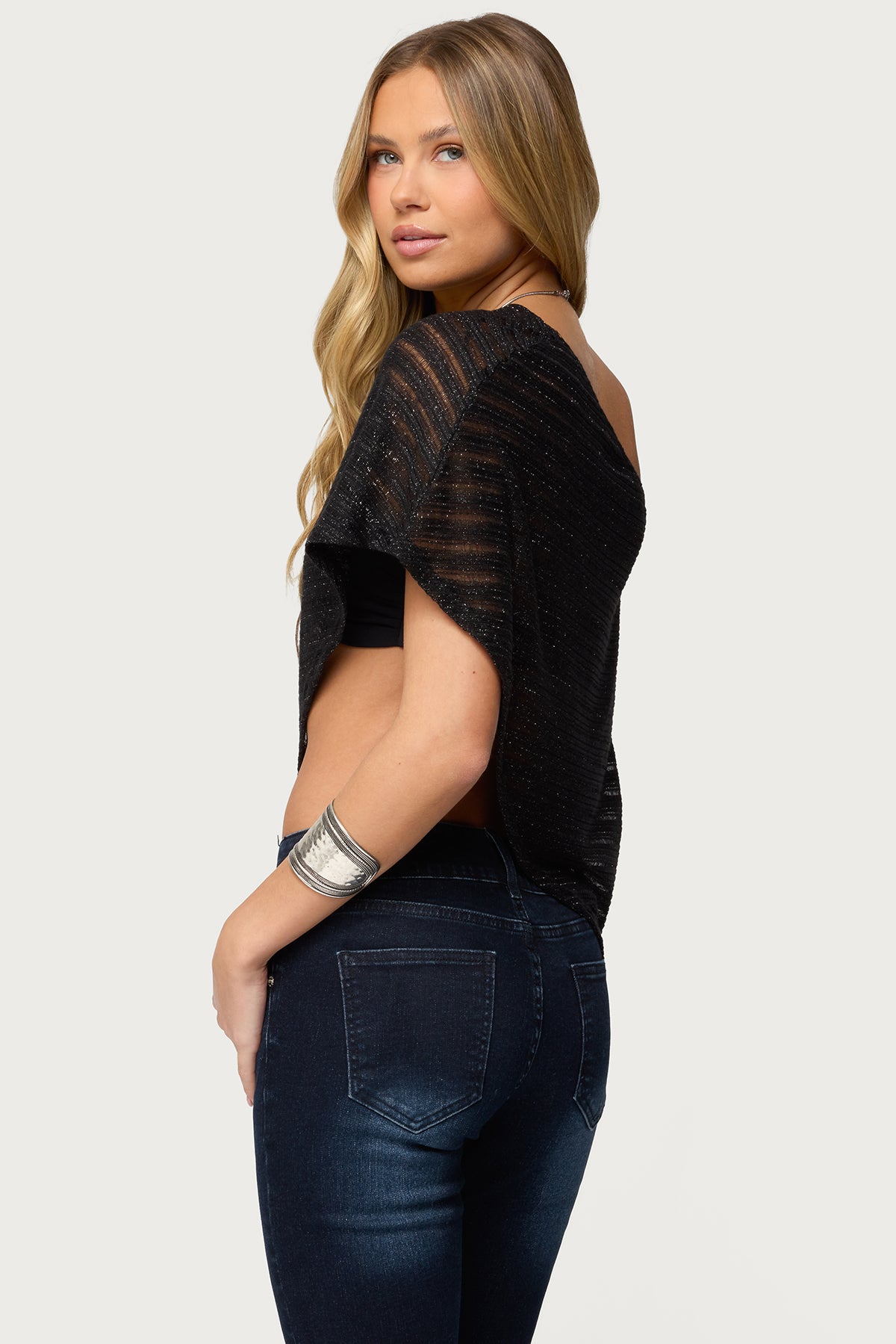 Loma Asymmetric Off Shoulder Knit Poncho