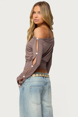 Ronee Off Shoulder Button Cutout Top