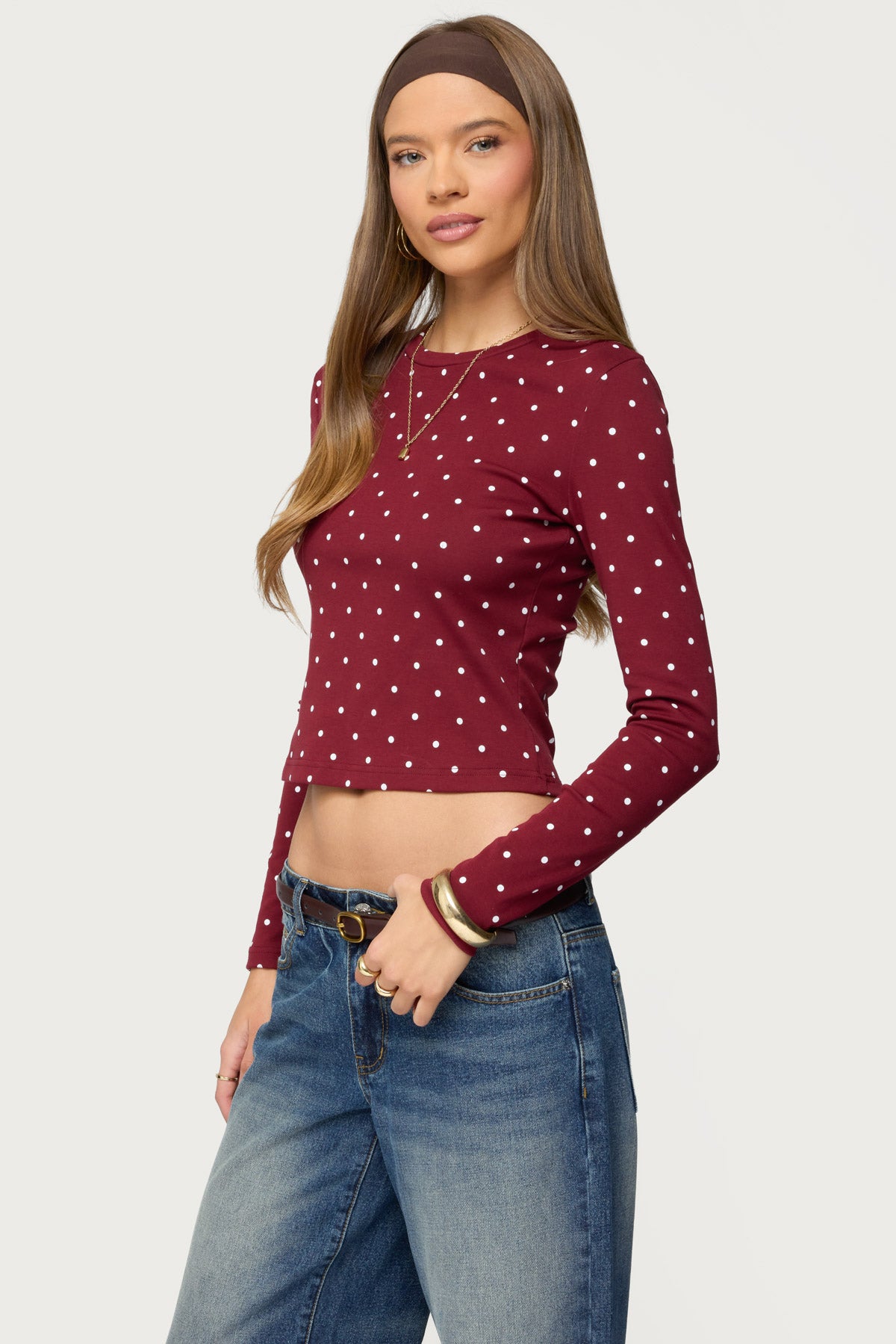 Daliya Polka Dot Long Sleeve Top
