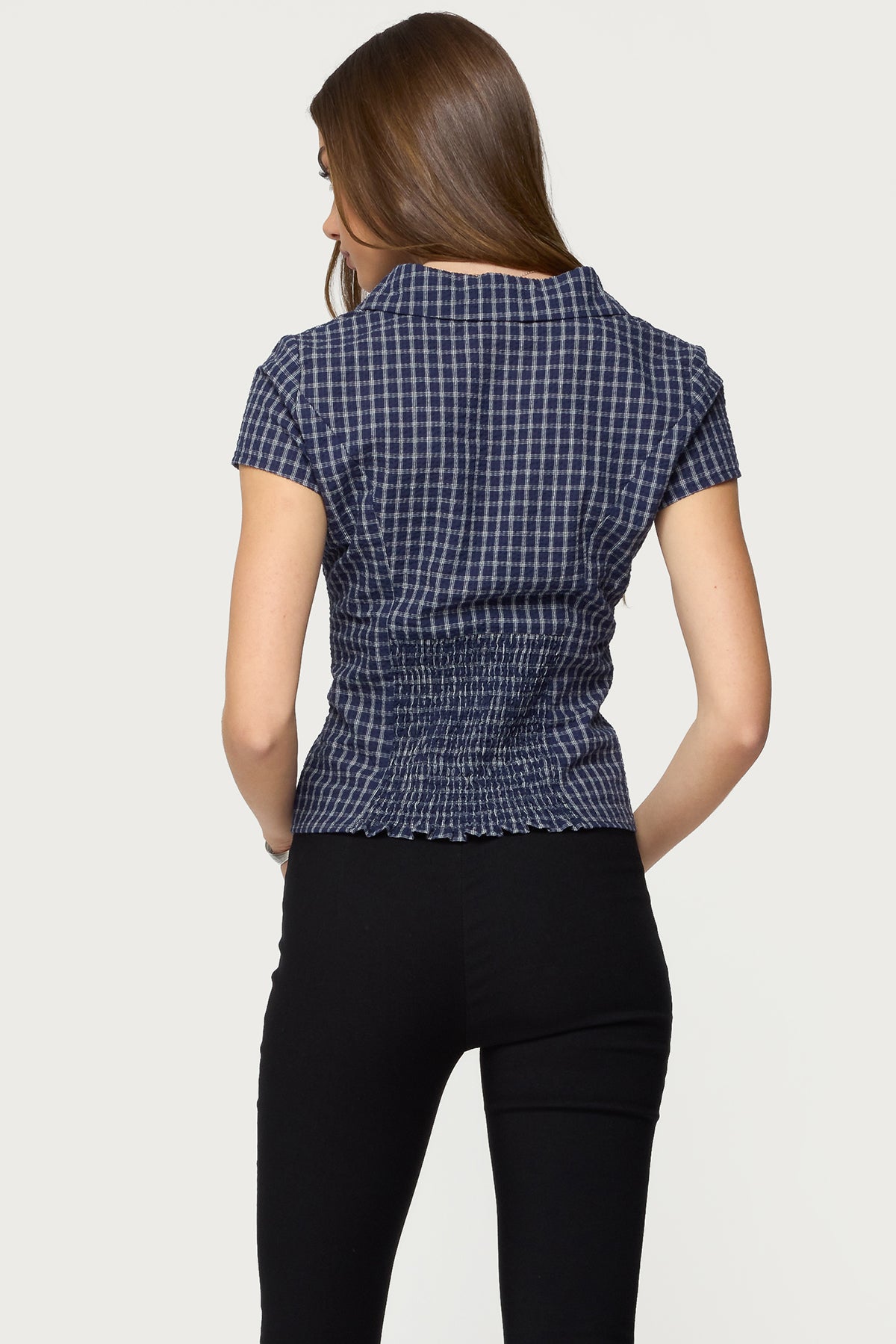 Oriya Gingham Tailored Button Up Shirt