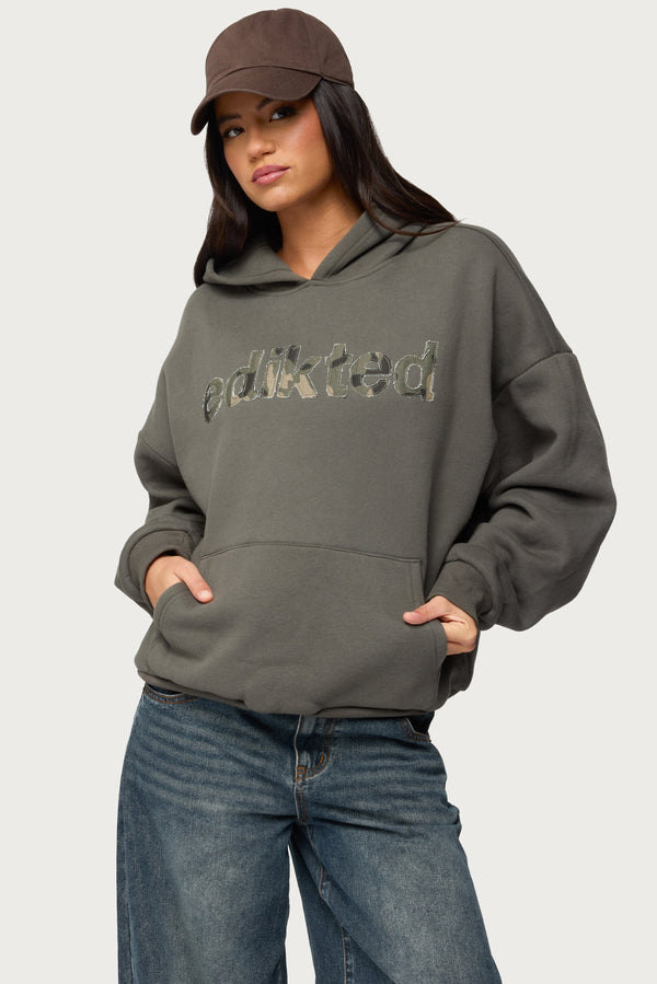 Camo Cutie Edikted Oversized Hoodie view 1