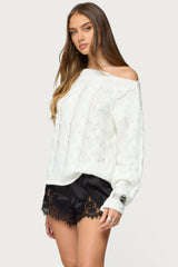 Nellie Off Shoulder Cable Knit Sweater