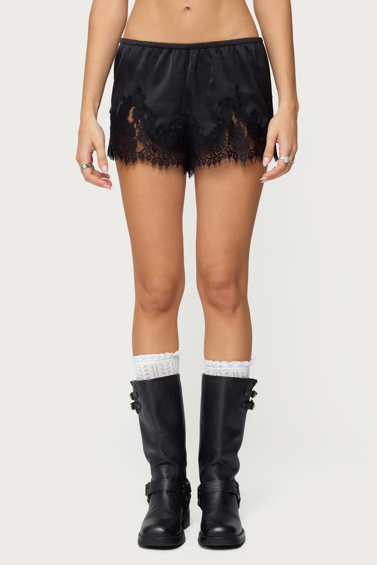 Reisa Lacey Satin Effect Shorts