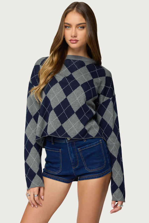 Prep Girl Argyle Knit Top view 2