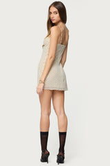 Polka Dot Cupped Chiffon Mini Dress
