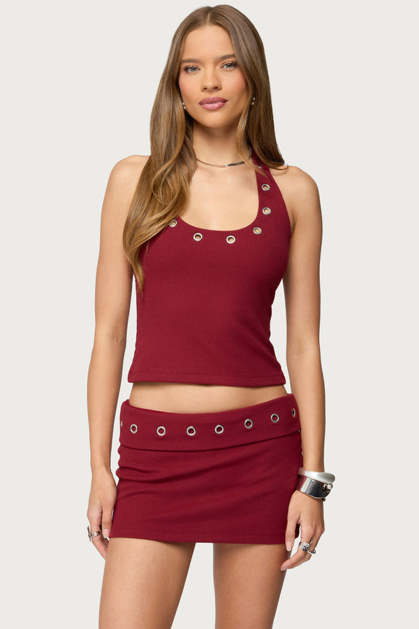Havana Grommet Ribbed Halter Top view 2
