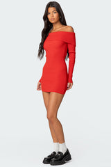 Evi Fold Over Knit Mini Dress