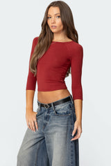 Mary Three-Quarter Sleeve Wide Neck Top