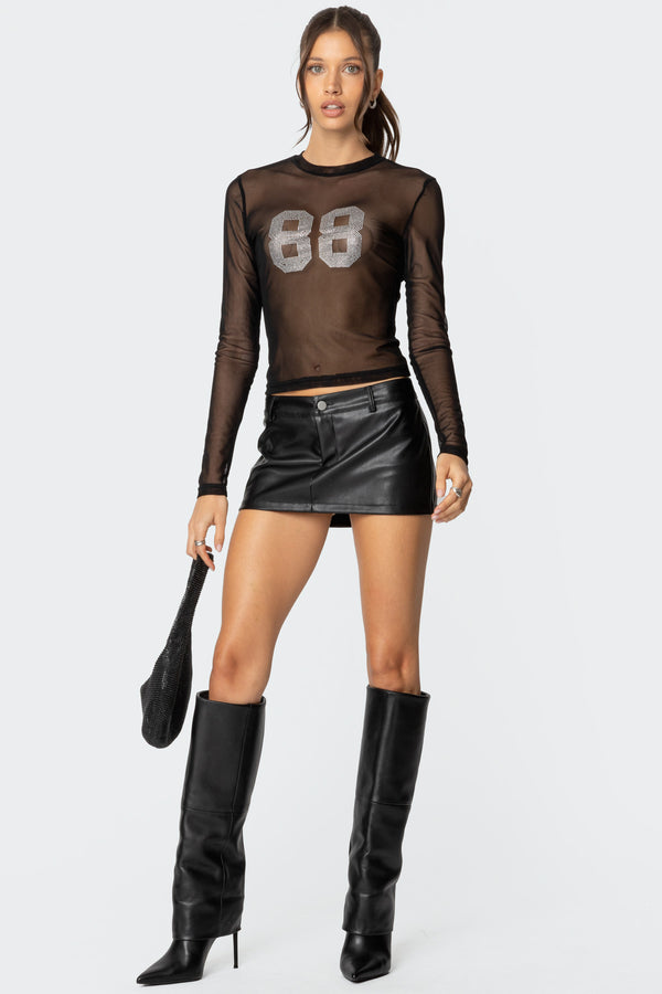 88 Rhinestone Sheer Mesh Top view 2