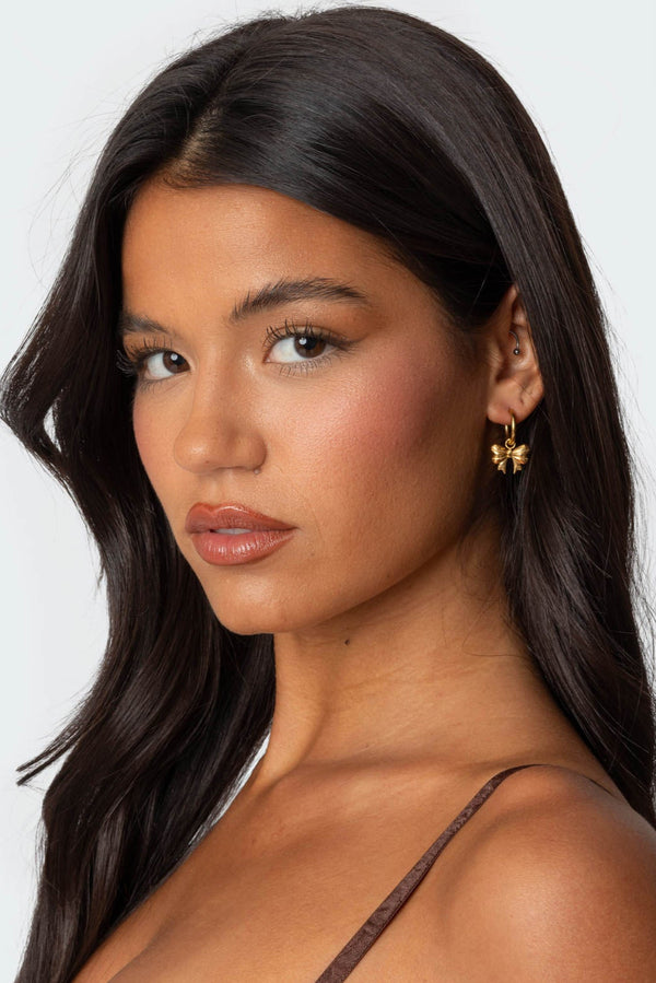 Bow Charm Hoop Earrings view 1