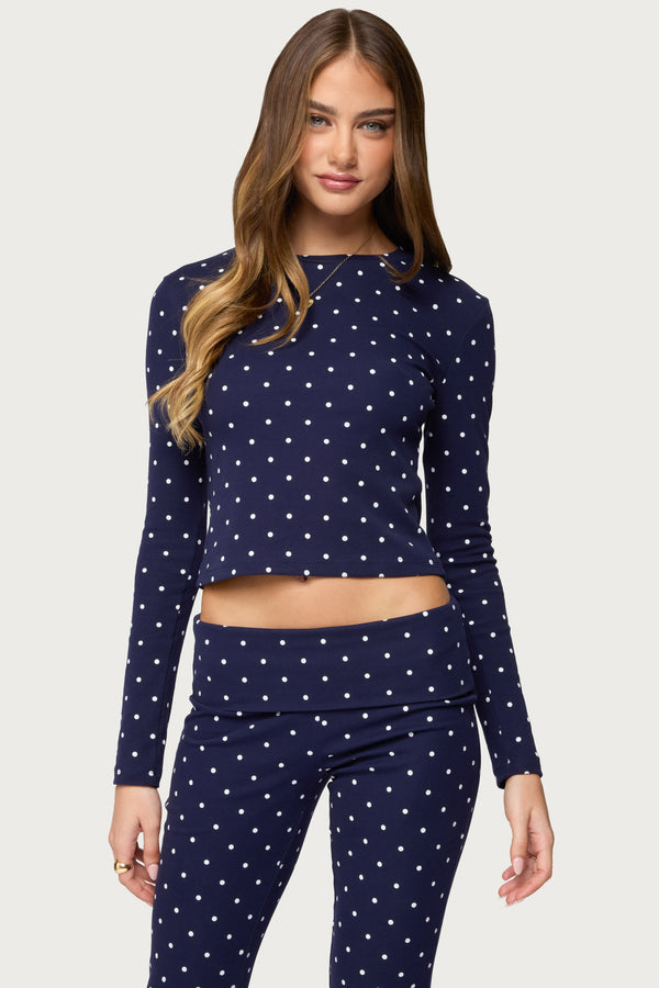 Daliya Polka Dot Long Sleeve Top view 2